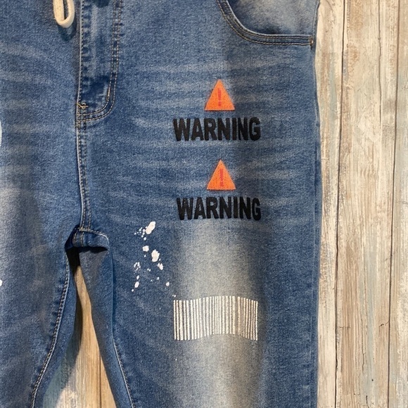 M society Mens Graphic Slim Jeans With Drawstring Waist Cord | 42x32 - Picture 6 of 12